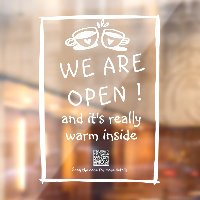 Gran cartel de cierre de ventanas de cafetera mode
