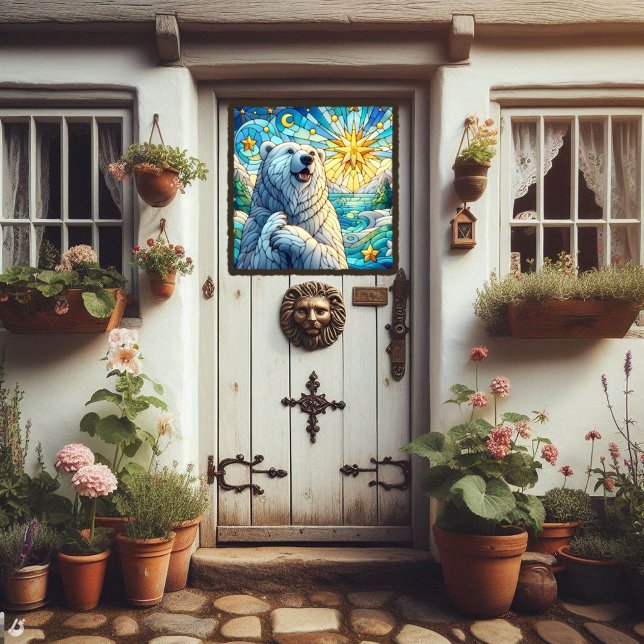 Vinilos Para Cristales Grandioso y caprichoso oso polar Faux Stained Glas (Subido por el creador)