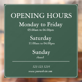 Vinilos Para Cristales Gree Business Opening Hours Sign | Window Cling