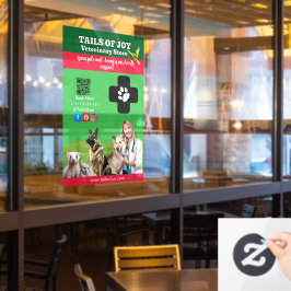 Vinilos Para Cristales Green White Pet Store Sign Dogs, Cats, Birds Vet 