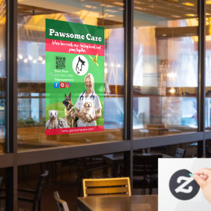 Vinilos Para Cristales Green White Pet Store Sign Dogs, Cats, Birds Vet