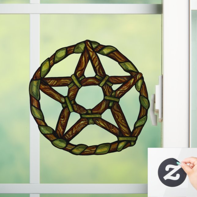 Vinilos Para Cristales Green Witch Pentacle Nature Wicca (Hogar)