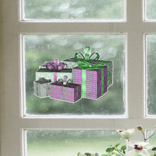 Vinilos Para Cristales Grupo de regalos de Navidad envueltos en papel bri