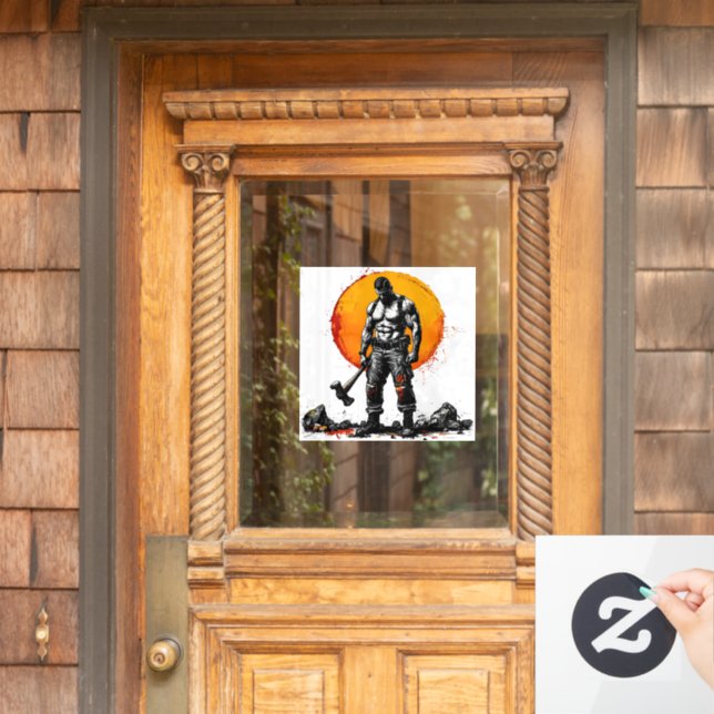 Vinilos Para Cristales guerrero bárbaro fantasía medieval fuerza hummer (Puerta de casa)