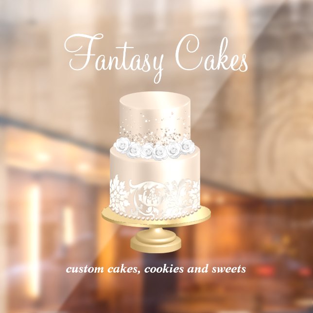 Vinilos Para Cristales Guión blanco de oro Rosa de panadería (Hoja 2)