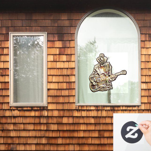 Vinilos Para Cristales Guitar Blues Mann - Siéntanlo (Ventana de inicio)