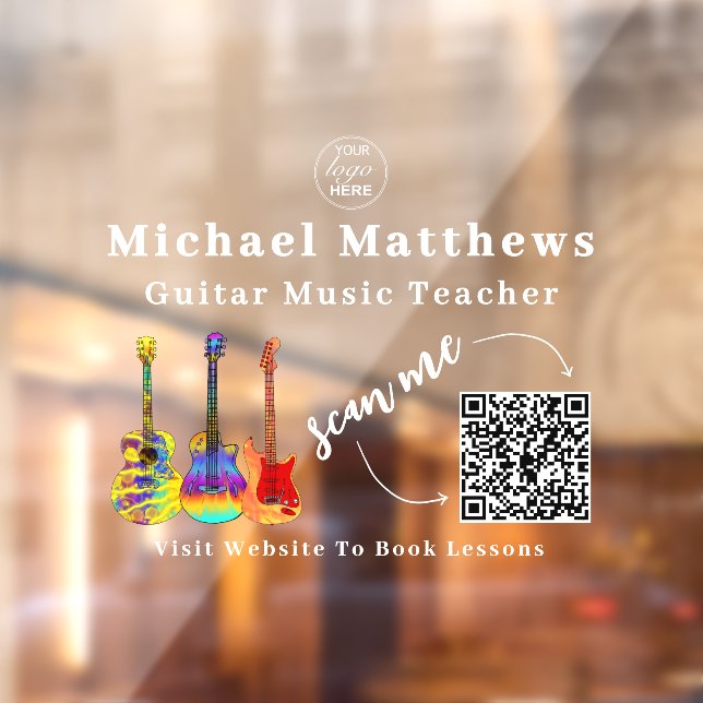 Vinilos Para Cristales Guitar Teacher Music Lessons QR Code (Hoja 2)