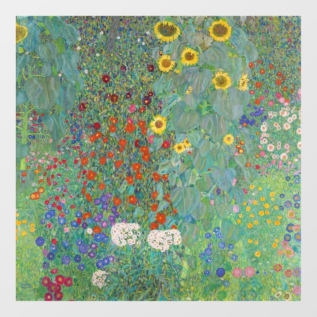 Vinilos Para Cristales Gustav Klimt - Jardín de campo con girasoles (Hoja)