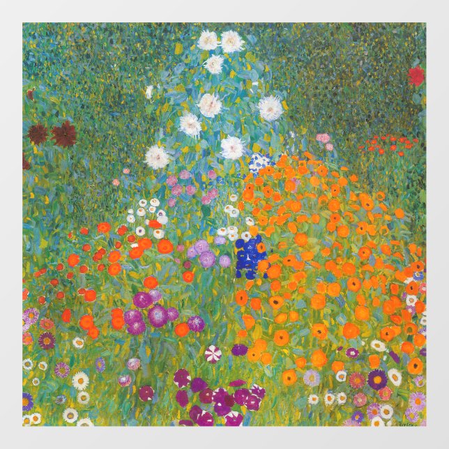Vinilos Para Cristales Gustav Klimt - Jardín de flores (Hoja)