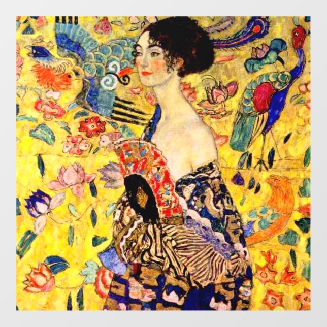 Vinilos Para Cristales Gustav Klimt Lady con ventilador (Hoja)