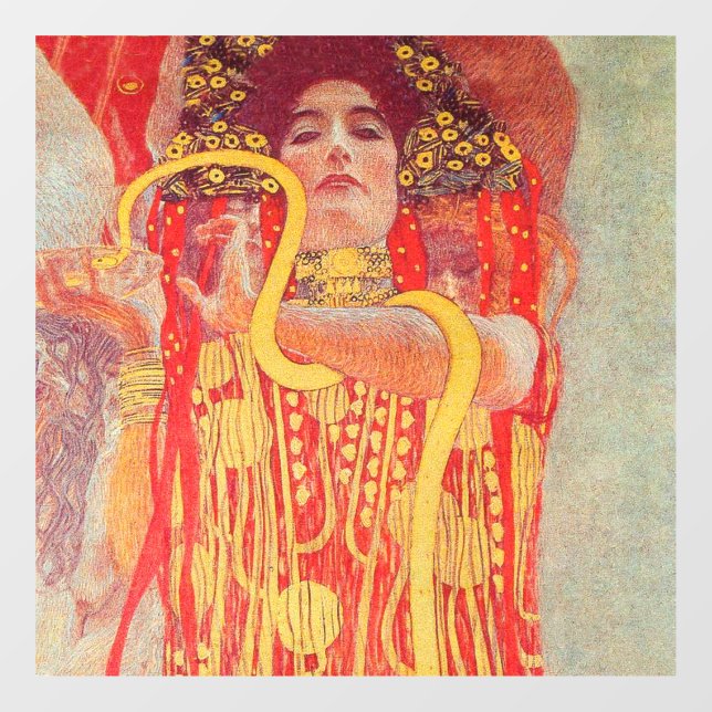 Vinilos Para Cristales Gustav Klimt Red Woman Gold Snake Pintura (Hoja)