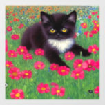 Vinilos Para Cristales Gustav Klimt Tuxedo Cat<br><div class="desc">Ventana con un gato Gustav Klimt tuxedo! Este bonito gatito blanco y negro se encuentra en un campo de flores rojas,  azules,  blancas y naranjas. ¡Un regalo increíble para los amantes del gato y del arte austriaco!</div>