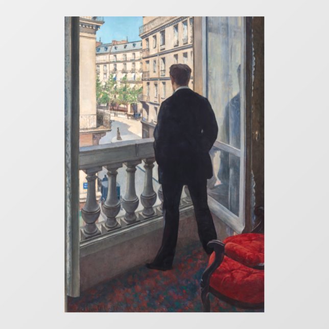 Vinilos Para Cristales Gustave Caillebotte - Hombre en la ventana (Hoja)