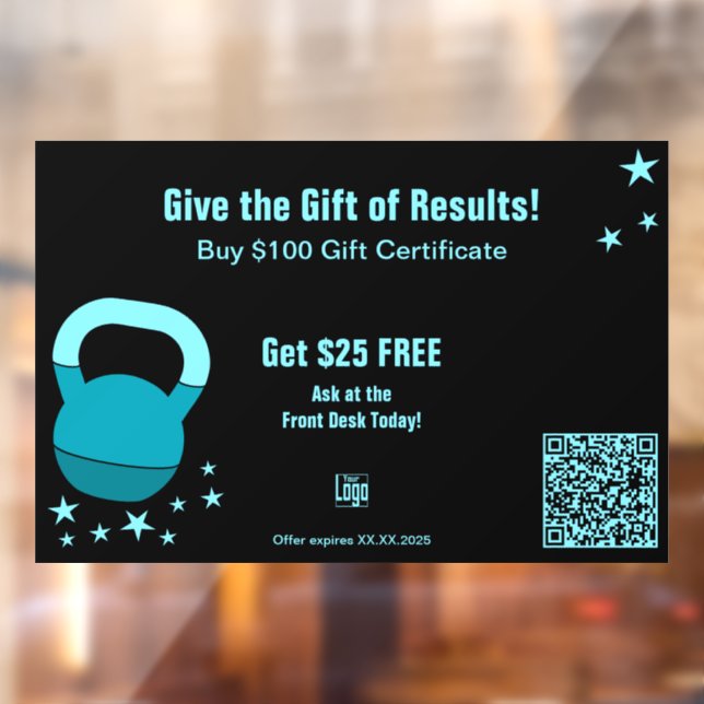 Vinilos Para Cristales Gym Christmas Gift Results Certificate Promotion (Hoja 2)