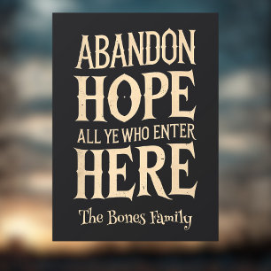 Vinilos Para Cristales Halloween Abandon Hope Family Name Window Cling
