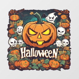 Vinilos Para Cristales Halloween-Banner mit Kürbissen und Geistern - 