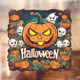 Vinilos Para Cristales Halloween-Banner mit Kürbissen und Geistern -