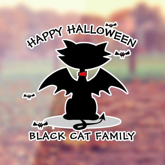 Vinilos Para Cristales Halloween Black Cat Window Cling (Purrfect window cling for your Halloween party. Just add your name)