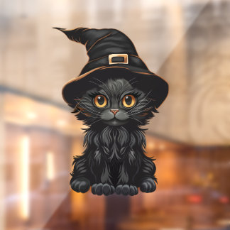 Vinilos Para Cristales Halloween brujas ventana de gato negro cerrando el