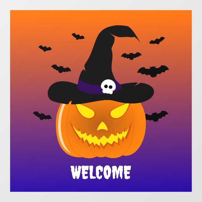 Vinilos Para Cristales Halloween Calabaza Jack o’ Lantern Witch Gorra (Hoja)