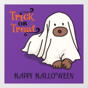 Vinilos Para Cristales Halloween Cute Spooky Whimsical Ghost Dog Purple