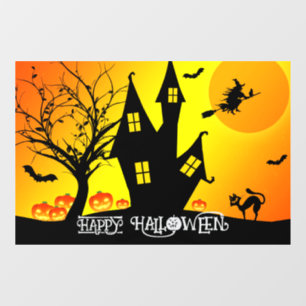 Vinilos Para Cristales Halloween Cute Spooky Whimsical Witch Naranja