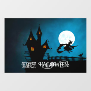 Vinilos Para Cristales Halloween Cute Spooky Whimsical Witch Navy