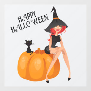 Vinilos Para Cristales Halloween Cute Spooky Whimsical Witch Purple