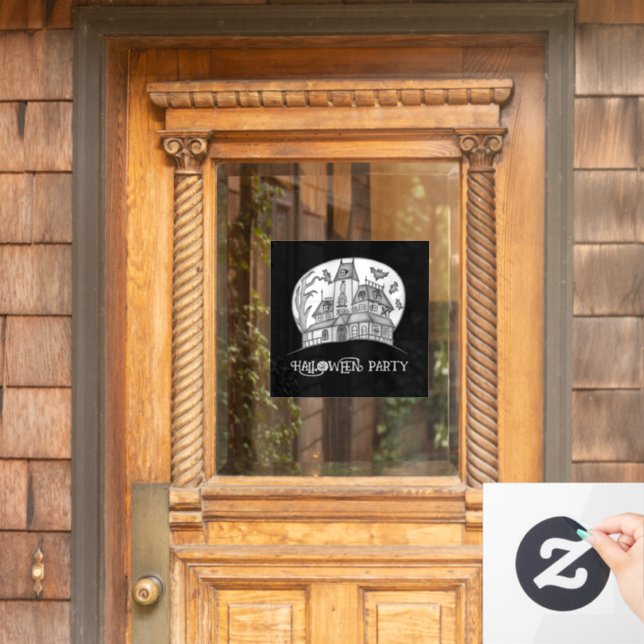 Vinilos Para Cristales Halloween de Haunted House y Bats (Puerta de casa)