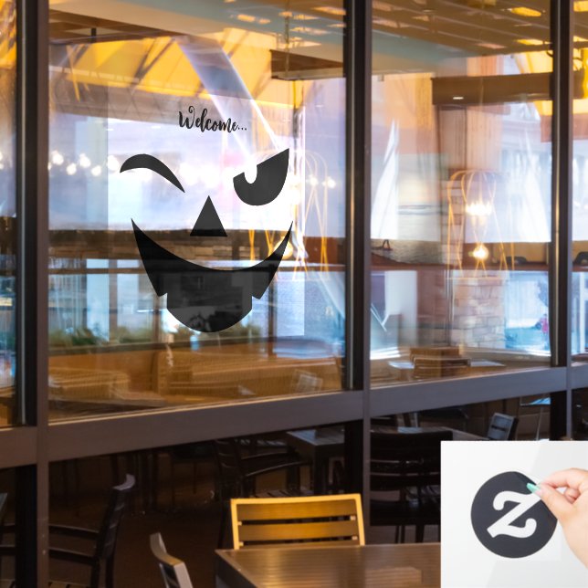 Vinilos Para Cristales Halloween graciosa cara de calabaza Ventana Lluvia (ventana del restaurante)