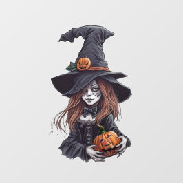 Vinilos Para Cristales Halloween-Hexe mit Kürbis - 