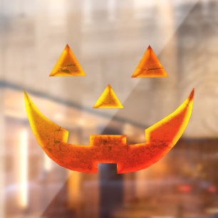 Vinilos Para Cristales Halloween naranja amarillo Jack o lantern asustado