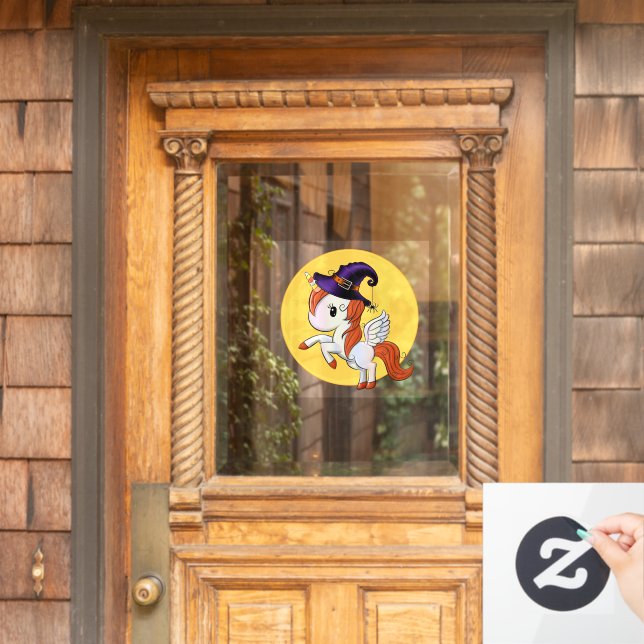 Vinilos Para Cristales Halloween Unicorn Pegasus Witch (Puerta de casa)