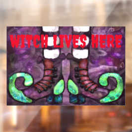 Vinilos Para Cristales Halloween Witch Boots Whimsical Purple Green