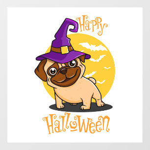 Vinilos Para Cristales Halloween Witch Pug Window Cling