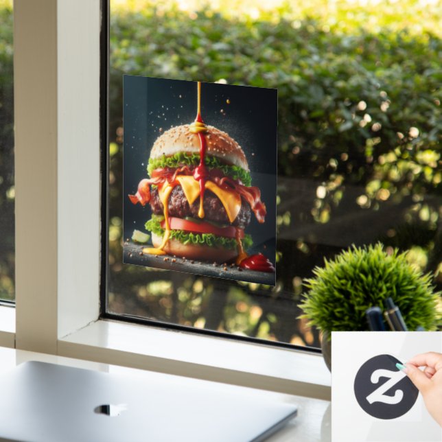 Vinilos Para Cristales Hamburguesa con salsa salpicada (Oficina)