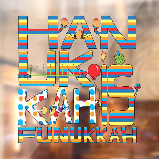 Vinilos Para Cristales Hanukkah es Funukkah Window Cling (Hoja 2)