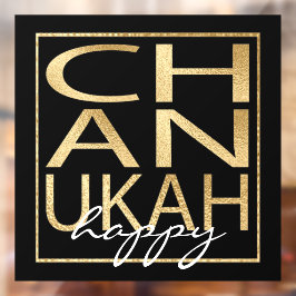 Vinilos Para Cristales Hanukkah Feliz Adhesivo para Ventana Dorado