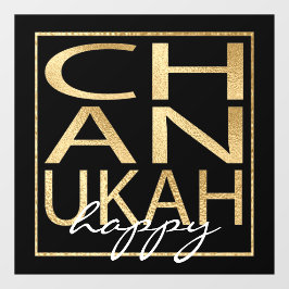 Vinilos Para Cristales Hanukkah Feliz Adhesivo para Ventana Dorado