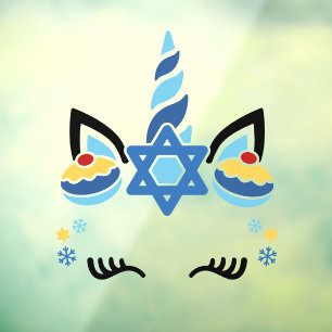 Vinilos Para Cristales Hanukkah Unicorn con Jelly se burla