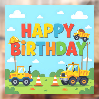 Vinilos Para Cristales Happy birthday construction builder theme