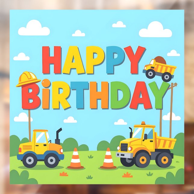 Vinilos Para Cristales Happy birthday construction builder theme (Hoja 2)