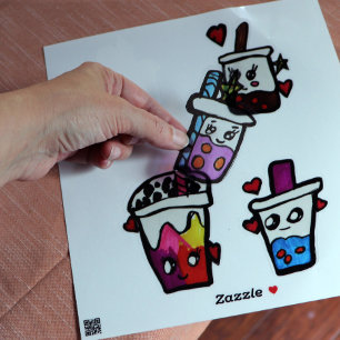Vinilos Para Cristales Happy Boba Tea Bubble Teas Bobas Kawaii