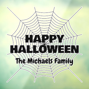 Vinilos Para Cristales Happy Halloween Black spider web family name