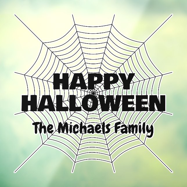 Vinilos Para Cristales Happy Halloween Black spider web family name (Hoja 3)