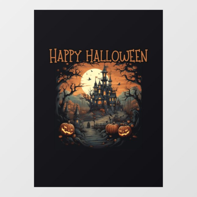 Vinilos Para Cristales HAPPY HALLOWEEN, castel, calabaza (Hoja)