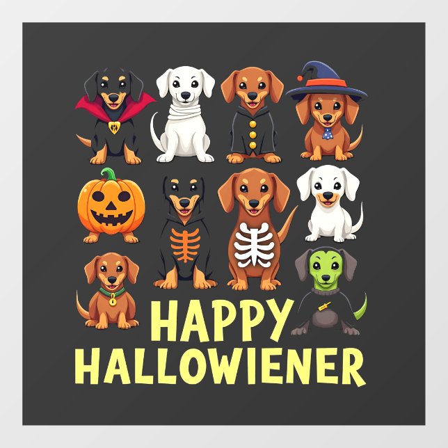 Vinilos Para Cristales Happy Hallowiener Spooky Halloween Dog Weiner (Hoja)