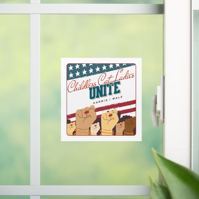 Vinilos Para Cristales Harris Walz Childless Cat Ladies une los puños (Harris Walz Childless Cat Ladies Unite Fists Window Cling)