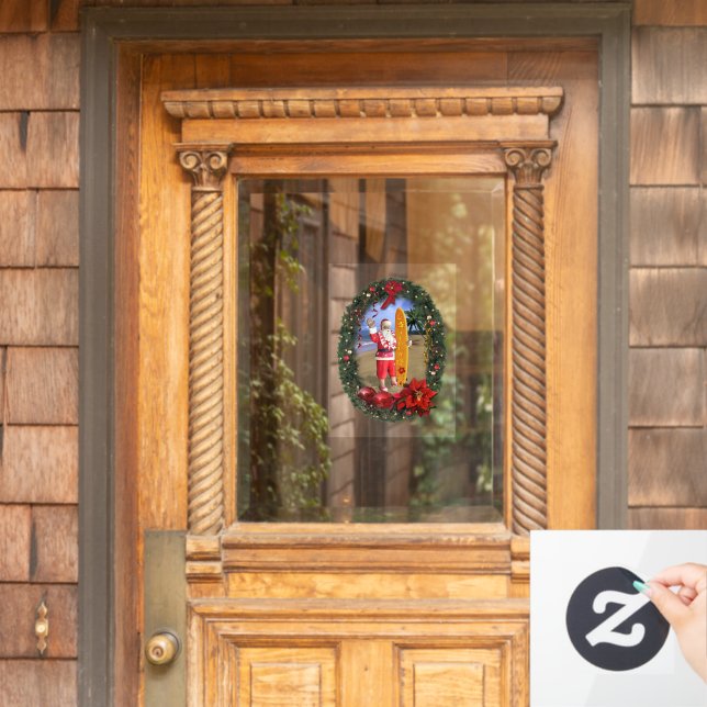 Vinilos Para Cristales Hawaii Santa con Surfboard (Puerta de casa)