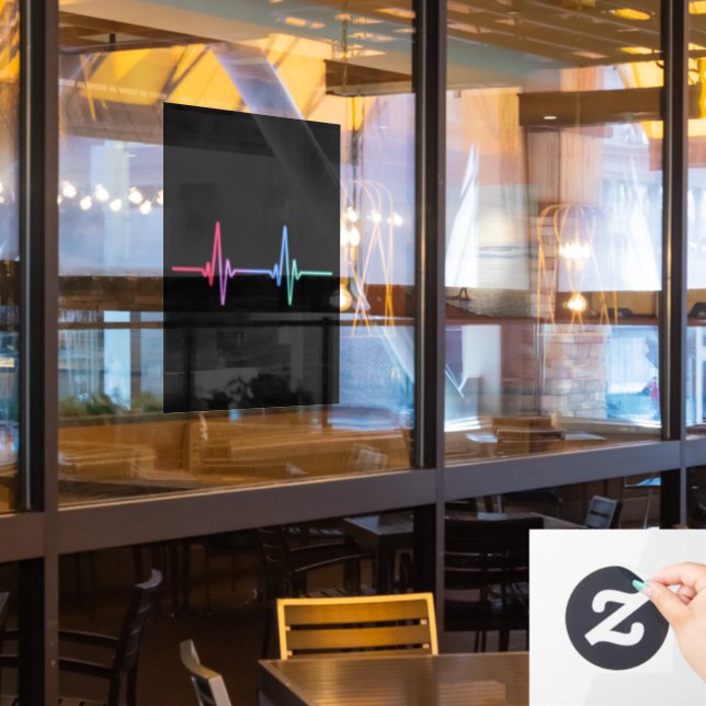 Vinilos Para Cristales Heartbeat Orgullo arcoíris Aliado LGBTQ (ventana del restaurante)